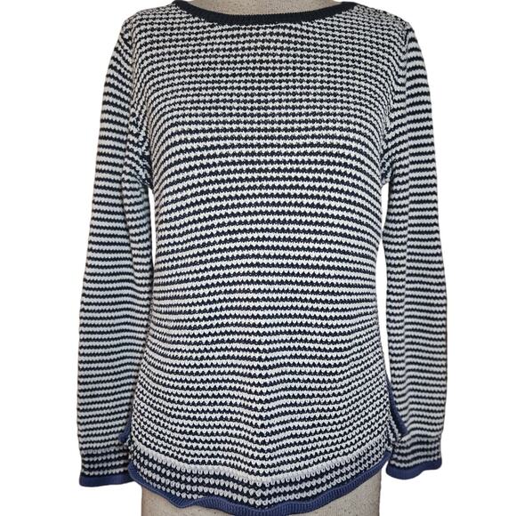 Loft Striped Cotton Sweater Size Medium - Picture 1 of 5